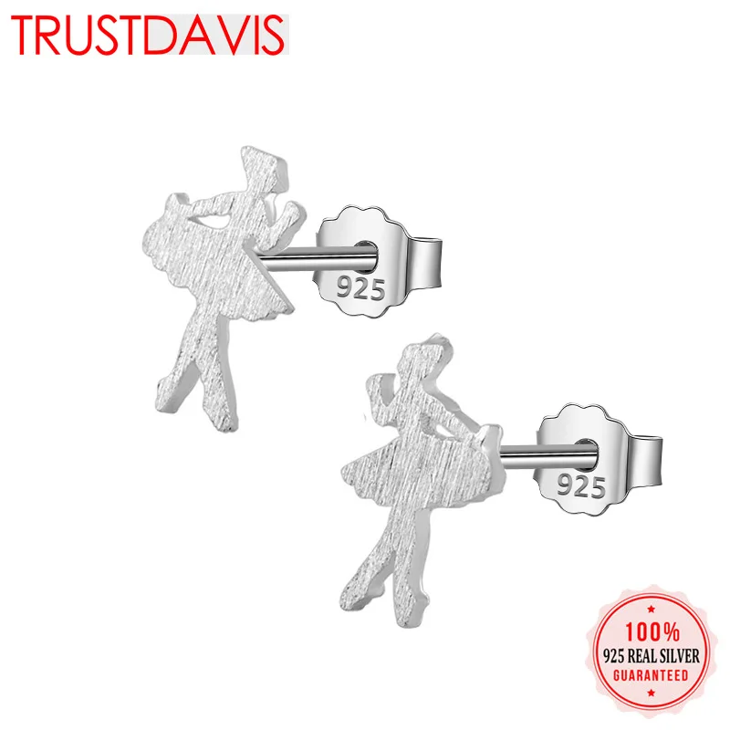 Женские серьги гвоздики Trusta однотонные из настоящего серебра 925 пробы с