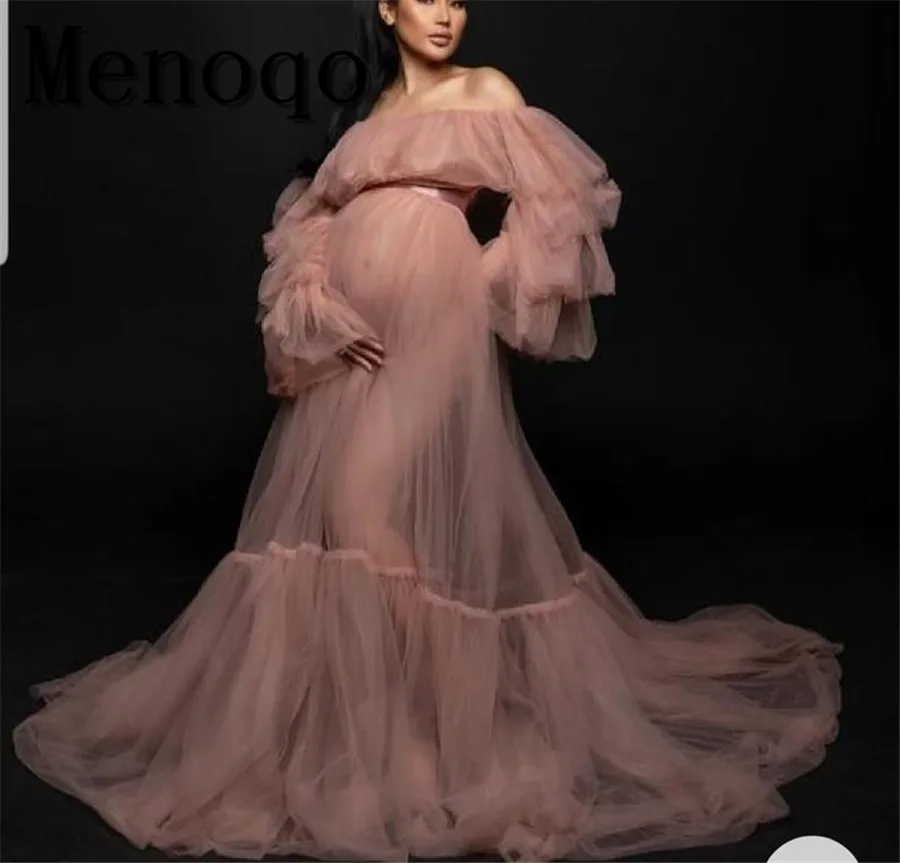 

Prom Dresses Robes for Photo Shoot or Baby Shower Custom Made Maternity Robes Photoshoot Fluffy Tiered Robe