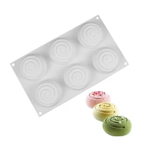 round whirlpool silicone soap mold 6 cavities mousse cake mould baking tools handmade soap molds diy craft mould 3d soap making