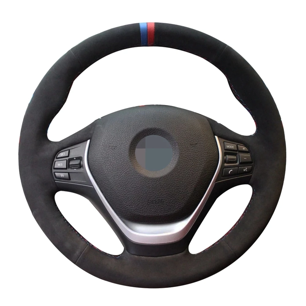 

Black Genuine Leather Suede Car Steering Wheel Cover For BMW F30 320i 328i 320d F20 F20 F21 F22 F23 F30 F31 F34 F32 F33 F36