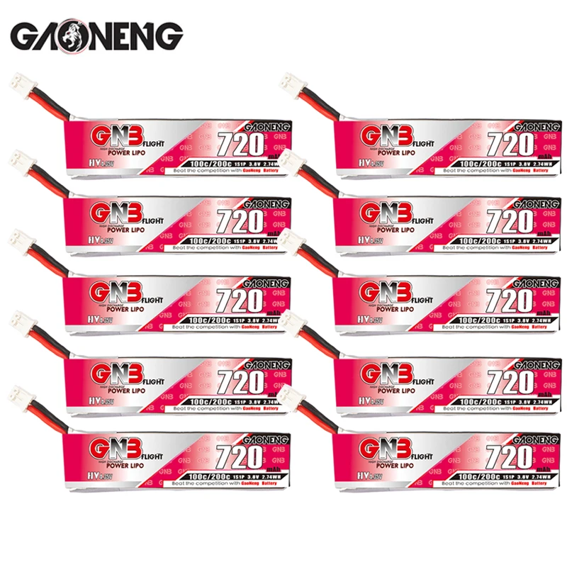 GNB-bater&iacute;a Lipo PH2.0 de 720mAh, 1S, 3,8 V, 100C/200C, HV, Conector de enchufe para RC FPV, Dron de carreras, Kit de marco, Tinywhoop, piezas de repuesto-0