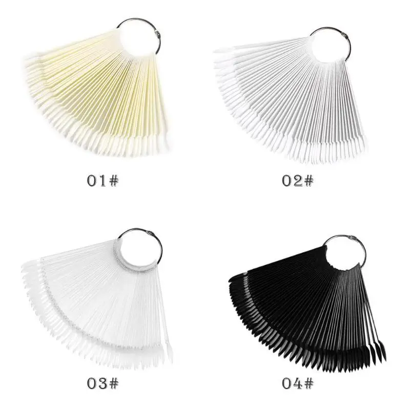 Железные кольца-вееры с искусственными типсами 50 шт. овальные искусственные