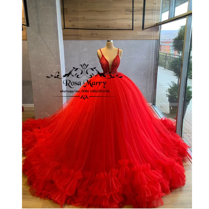 

Принцесса сладкий 16 бальное платье Бальные платья 2020 красный Маскарад размера плюс блестками бисером Vestido De 15 Anos Выпускные платья