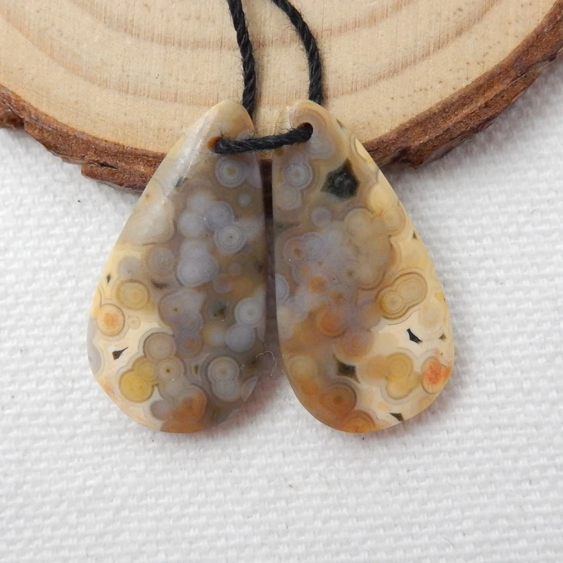 1 пара натуральных камней в форме капель океана Джаспер спереди просверленные