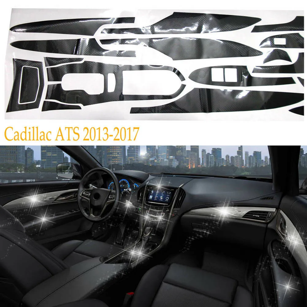 

Parts Interior Trim Sticker Reflective Replacement Vinyl Black Car Carbon Fiber Decal