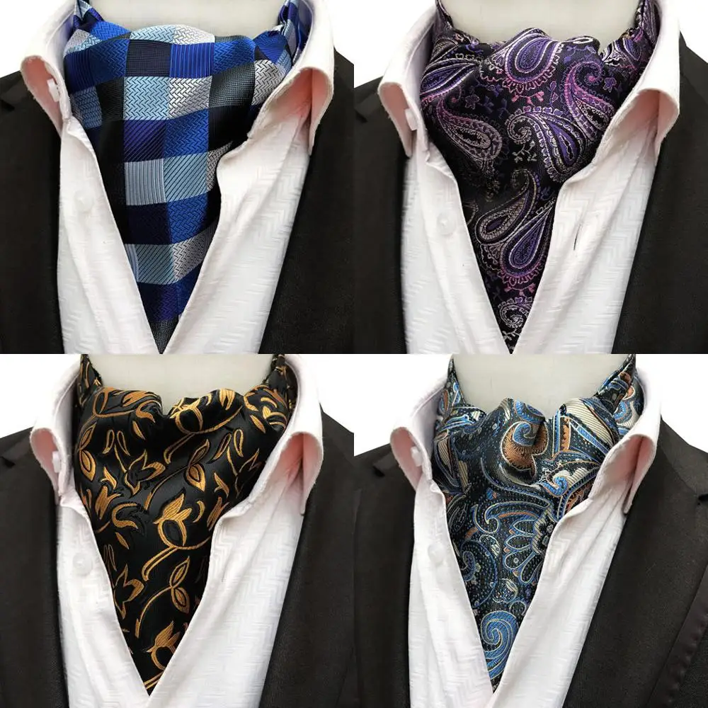 Модный мужской галстук Аскот классический клетчатый с узором пейсли галстуки