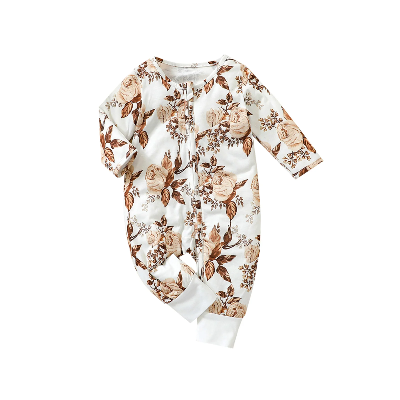 

Новинка для маленьких девочек s повседневный комбинезон с длинным рукавом модный Открытый Длинный комбинезон на молнии с цветочным принтом