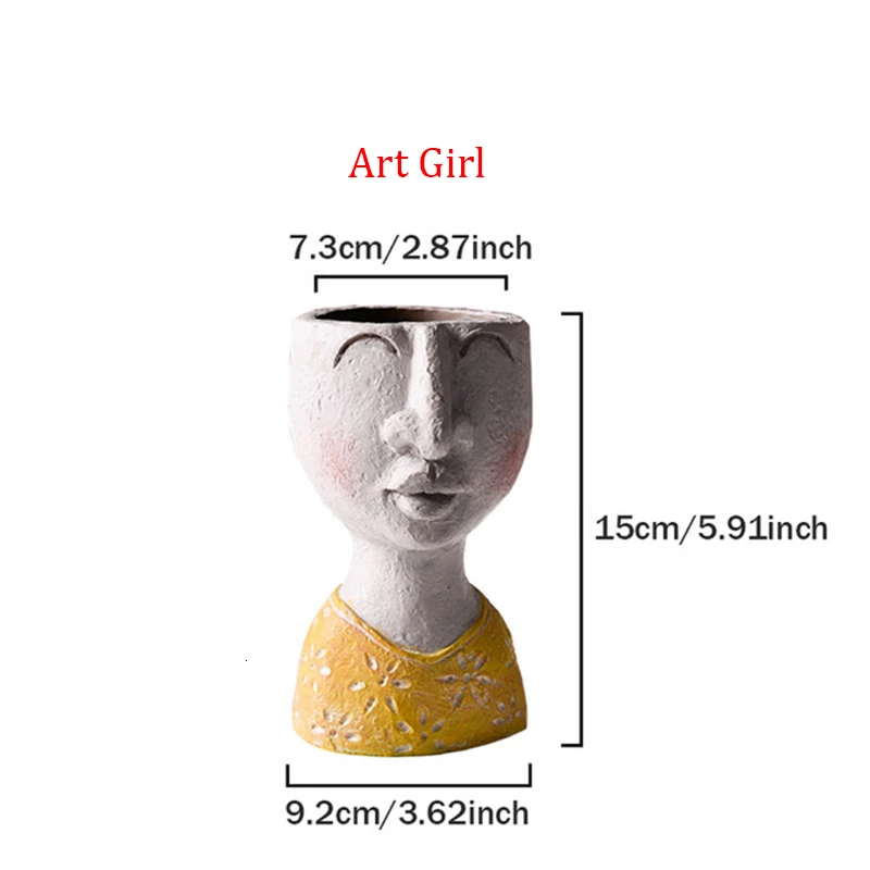 Art Girl Счастье семья статуя цветочный горшок сад портрет скульптура орнамент настольный декор смола Цветочная композиция контейнер - Цвет: Art Girl