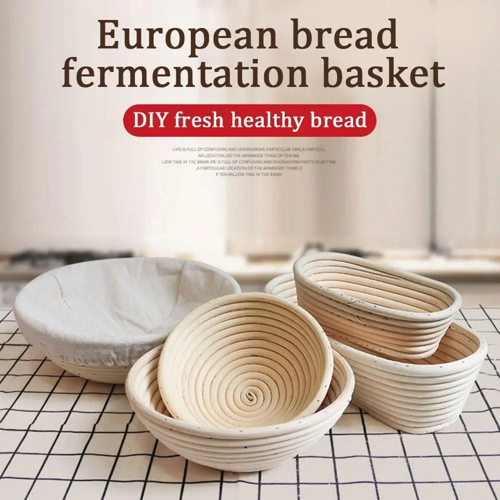 

Rattan Bread Proofing Basket Natural Eco-Friendly Round Oval Wicker Rattan Sourdough Fermentation Bread Banneton Dough Bask O9Y9