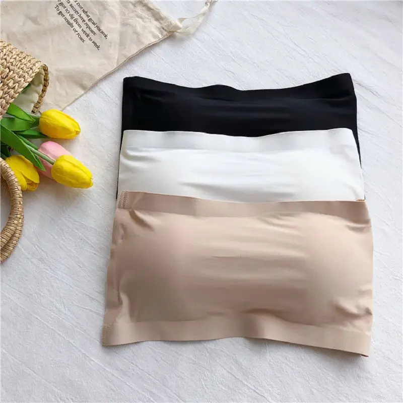 

Women Invisible Bra One Piece Seamless Tube Tops Intimates Strapless Bustier Bandeau Breathable Wrapped Chest Tank Underwear