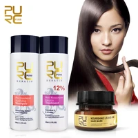 purc 12 formalin keratin hair treatment and purifying shampoo and remove odor make hair shiny leave in hair mask