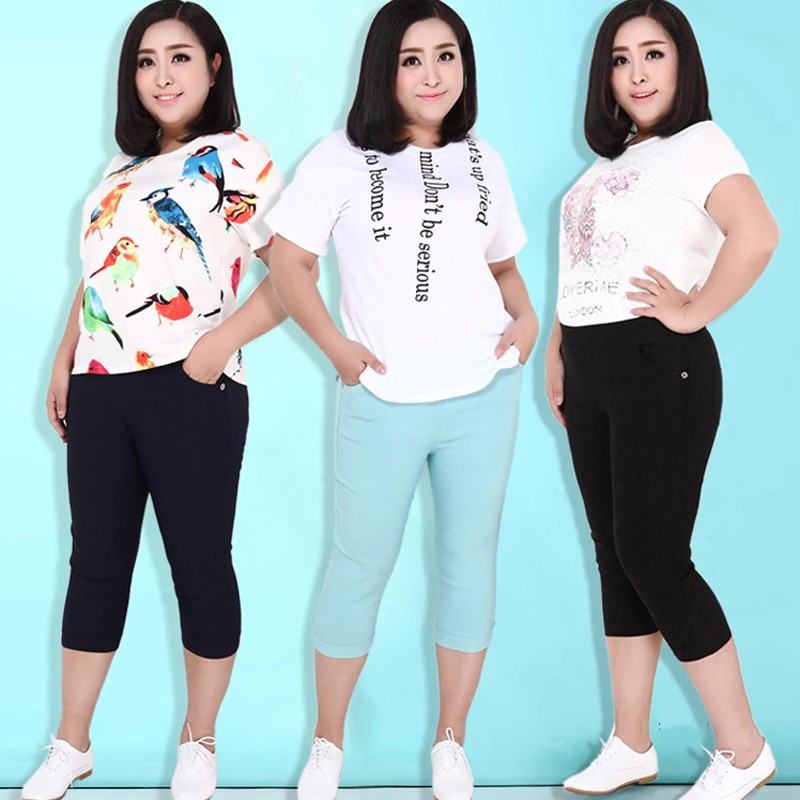 Женские Брюки Капри Clobee Extra Large 6XL Стрейчевые узкие брюки с высокой талией
