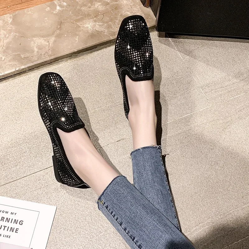 

comemore New Spring Summer Women Flats Shoes Sequins Female Shoes Loafers Casual Slip-on Walking Flat Shoes Woman Asakuchi Pumps