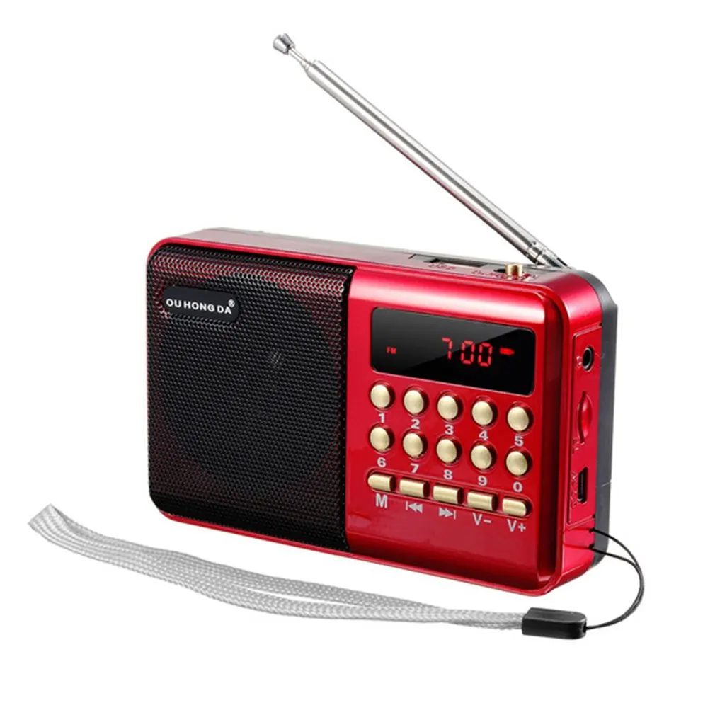 KK11 Mini Portable Radio Handheld Digital FM USB TF MP3 Player Speaker Rechargeable FM Radio For The Elderly