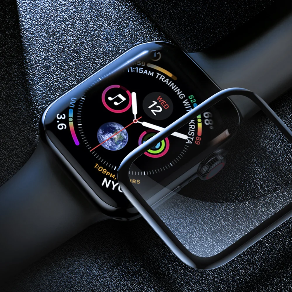 Для apple watch стекло 4 5 3 2 1 защита экрана 44 мм 40 мм iWatch серия 42 мм 38 мм 3D 9H закаленное стекло аксессуары для apple watch