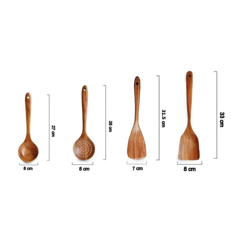 

Kitchen Skimmer Teak Natural Wood Tableware Nonstick Special Spatula Cooking Long Handle Ladle Wooden Slotted Spoon Kitchen Tool