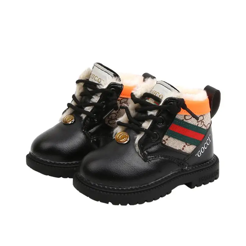 

Зимняя обувь для маленьких мальчиков, Детские Ботинки Martin, детские короткие ботинки из искусственной кожи, водонепроницаемые ботинки Martin, б...