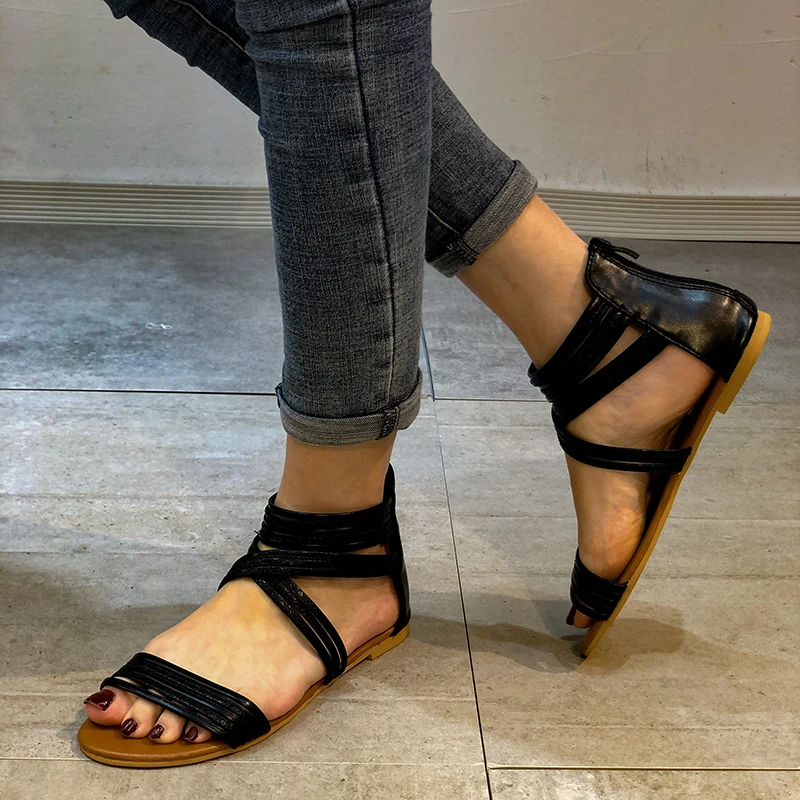 

Sandals Women Summer New Fashion Women's Sandals 2021 Round Head Comfortable Open Toe Sandals All-match Flat Shoes Large Size