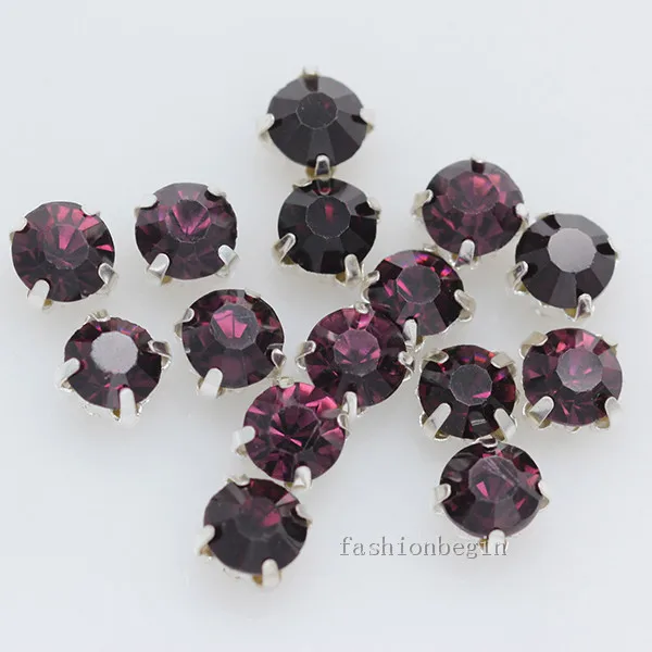 dark amethyst 100p 3 мм цвет шить на кристалл стеклянные стразы со стразами идеально сочетаются с нарядным ювелирные изделия серебро чашка коготь Montees с 4 отверстиями камень для пришивания бусины для рукоделия, одежда - Цвет: dark amethyst