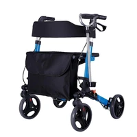 portable four wheeled aluminum alloy travel cart with wheel seatsitting walker four wheel multi purpose shopping cart