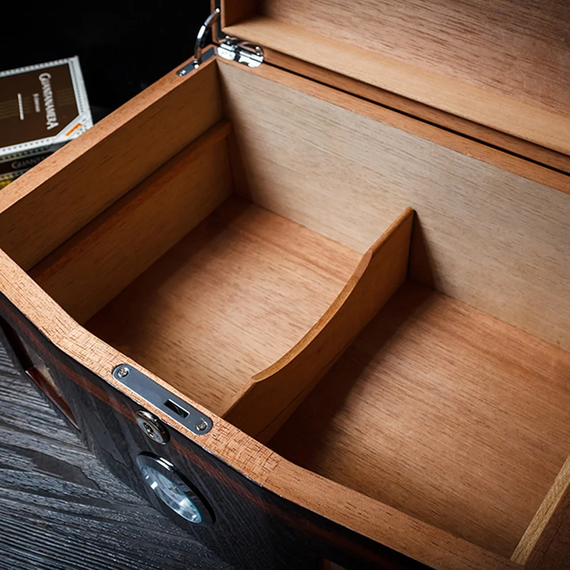 Элегантный Глянцевый кедрового дерева хьюмидор Стекло W/заблокирован сигарета