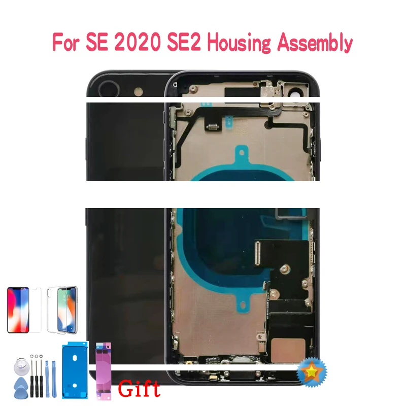 

Задние корпуса для iphone SE 2020 SE2 задняя средняя рамка Шасси Полный Корпус в сборе Крышка батарейного отсека задняя с гибким кабелем
