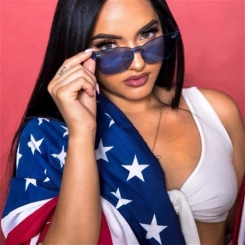 Солнцезащитные очки без оправы UV400 для мужчин и женщин Модные прямоугольные