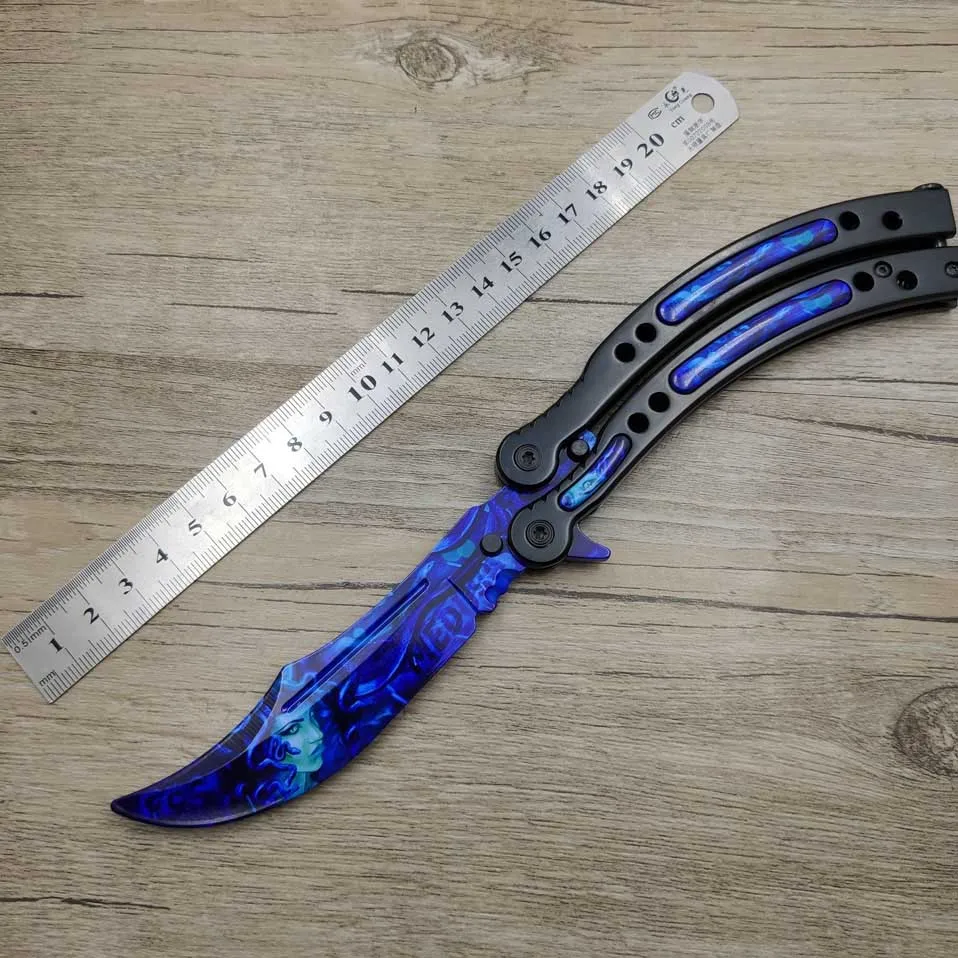 Прямая поставка бабочка в коробке для ножей CS GO Karambit нож практика складной нож бабочка нож для тренера чехол тупое лезвие без края инструмент - Цвет: Medusa