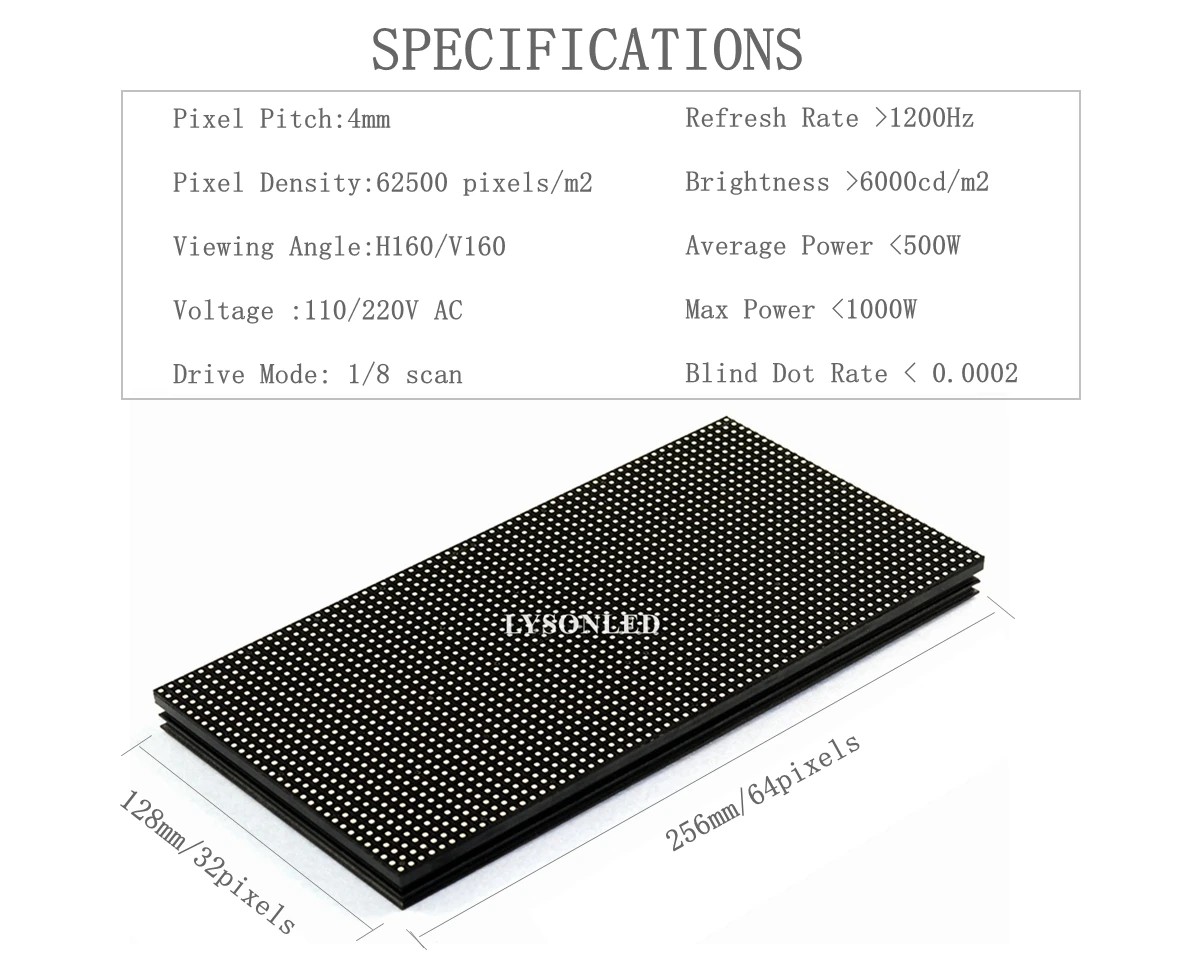 Уличный светодиодный модуль SMD P4 40 шт./лот 256x128 мм полноцветная панель дисплея