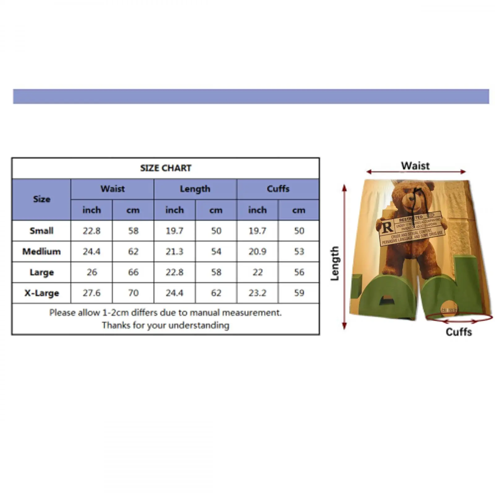 

printing teddy bear oversized beach shorts tattoo kids swimwear panties teddy bear jacket boys/girls sports panties