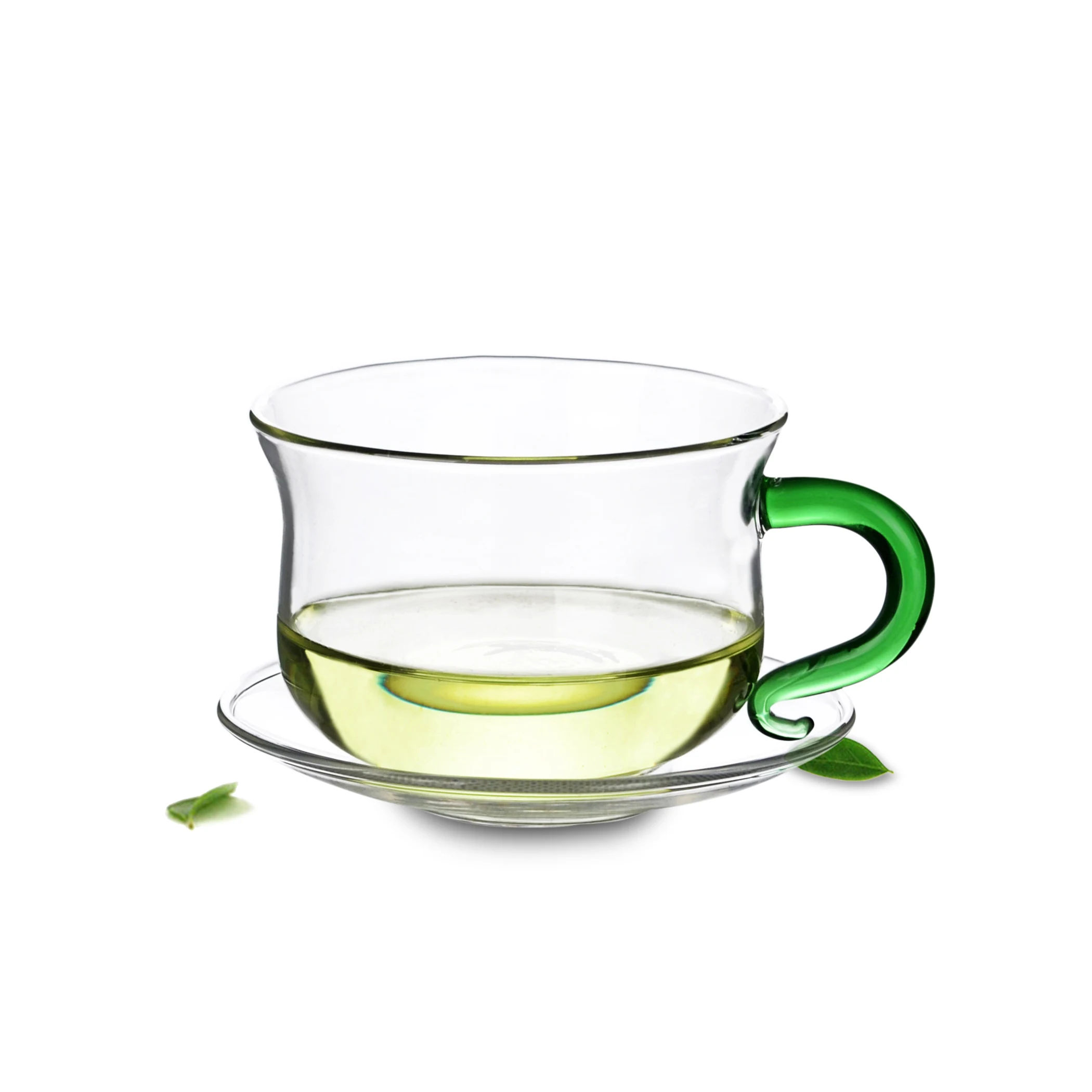 1x Стекло чайный набор кунг фу 375 мл квадратная чай горшок + 2*140 Зеленый S ручка Кофе