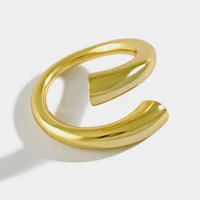 french fashion personality design cross ring simple smooth gilded opening ring elegant girl bar street party jewelry accessories