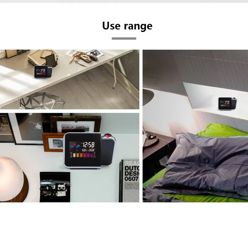 

Creative Electronic Table Clock Desktop Weather Forecast Projection Color Screen SotatingSnooze Alarm Clocks Bedroom Home Decor