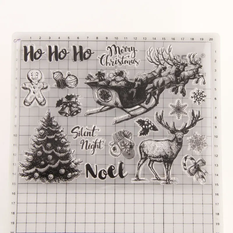 Merry Christmas Reindeer Pine Tree Words Clear Silicone Stamp Seal DIY Scrapbooking Album Decorative Sheets | Дом и сад