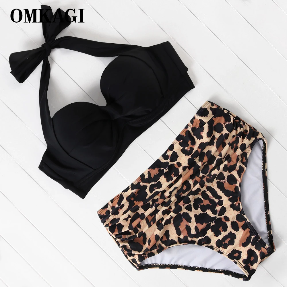 OMKAGI бикини купальник для женщин высокая талия Леопардовый с принтом сексуальный