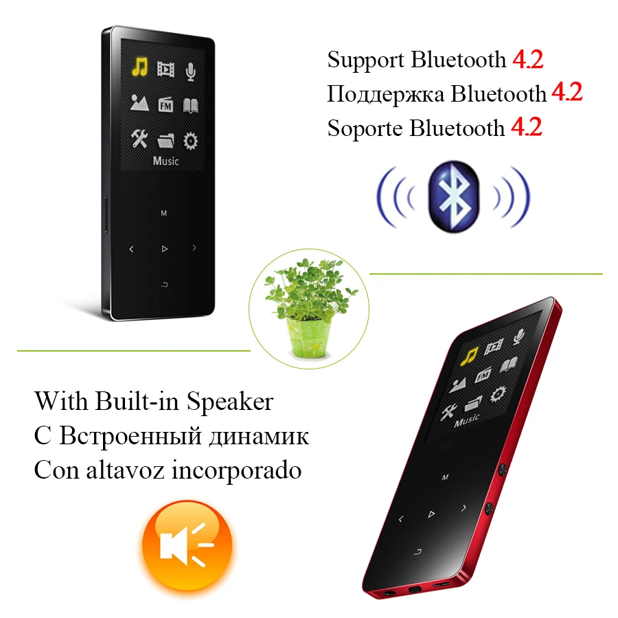 REDANT MP3 плеер с bluetooth и динамиком 1 8 сенсорный экран hi fi fm радио мини Спорт MP 3