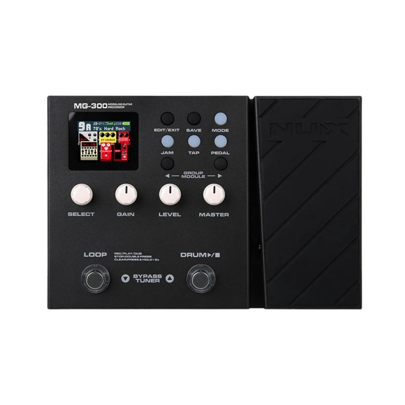 

NUX MG-300 Guitar Multi-Effects Pedal Amp Modeling 3 Party IRs 56 Drum Beats 60S Phrase Loop Recording Metronome