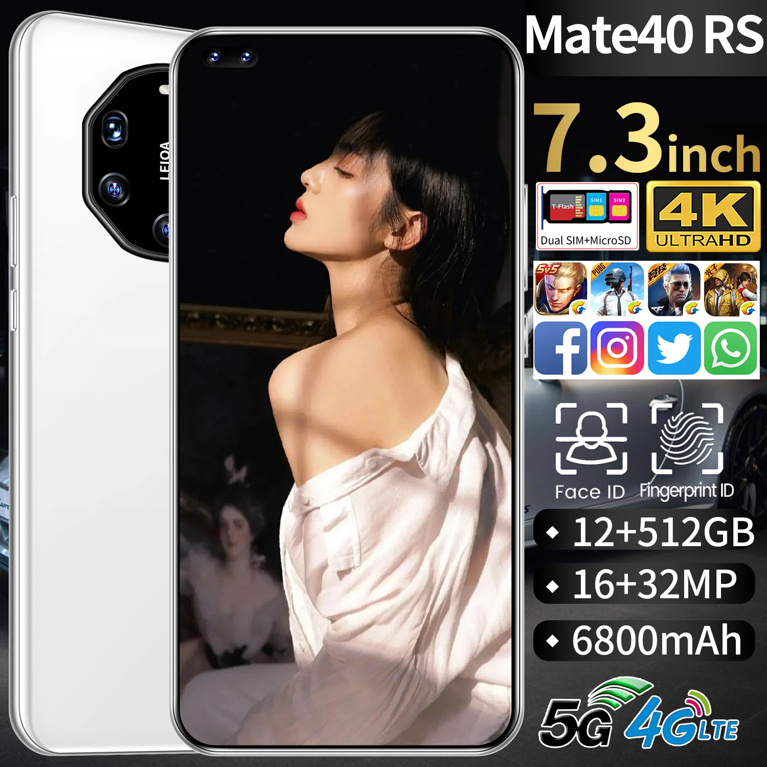 

lobal Mate40 RS, 7,3 , 6800 , SIM-, 12 + 512 , Android 10, 4G