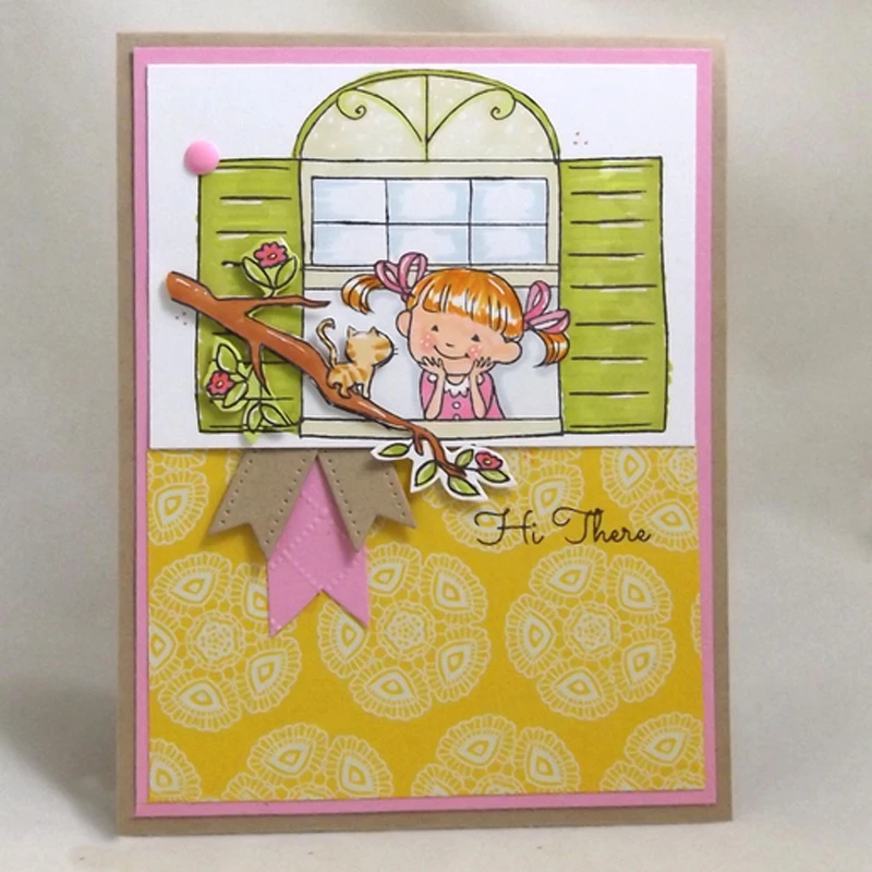 Mew хорошего дня! Прозрачные штампы для сделай сам создание карт улыбка девочка и