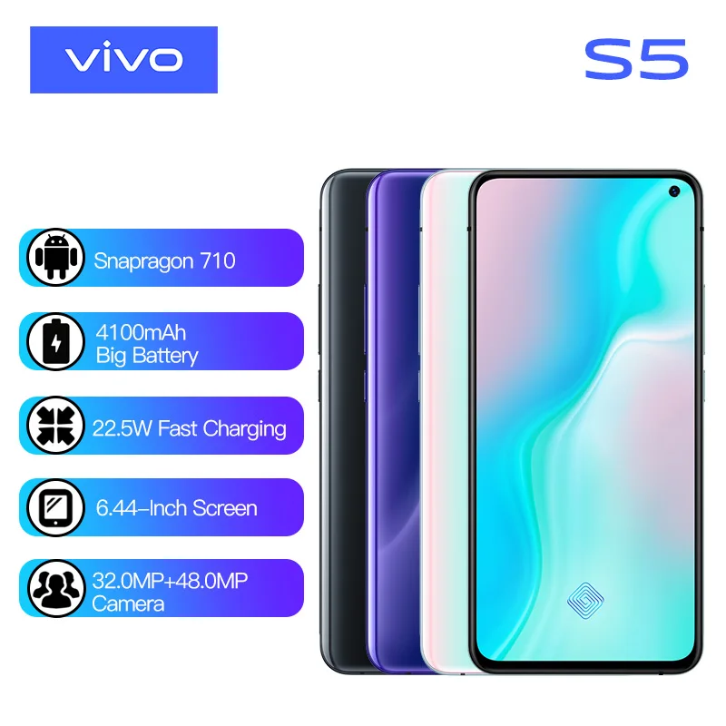 Смартфон vivo S5 Snapdragon 712 8 + 128 ГБ 4100 мАч 32 48 МП 4 камеры | Мобильные телефоны и