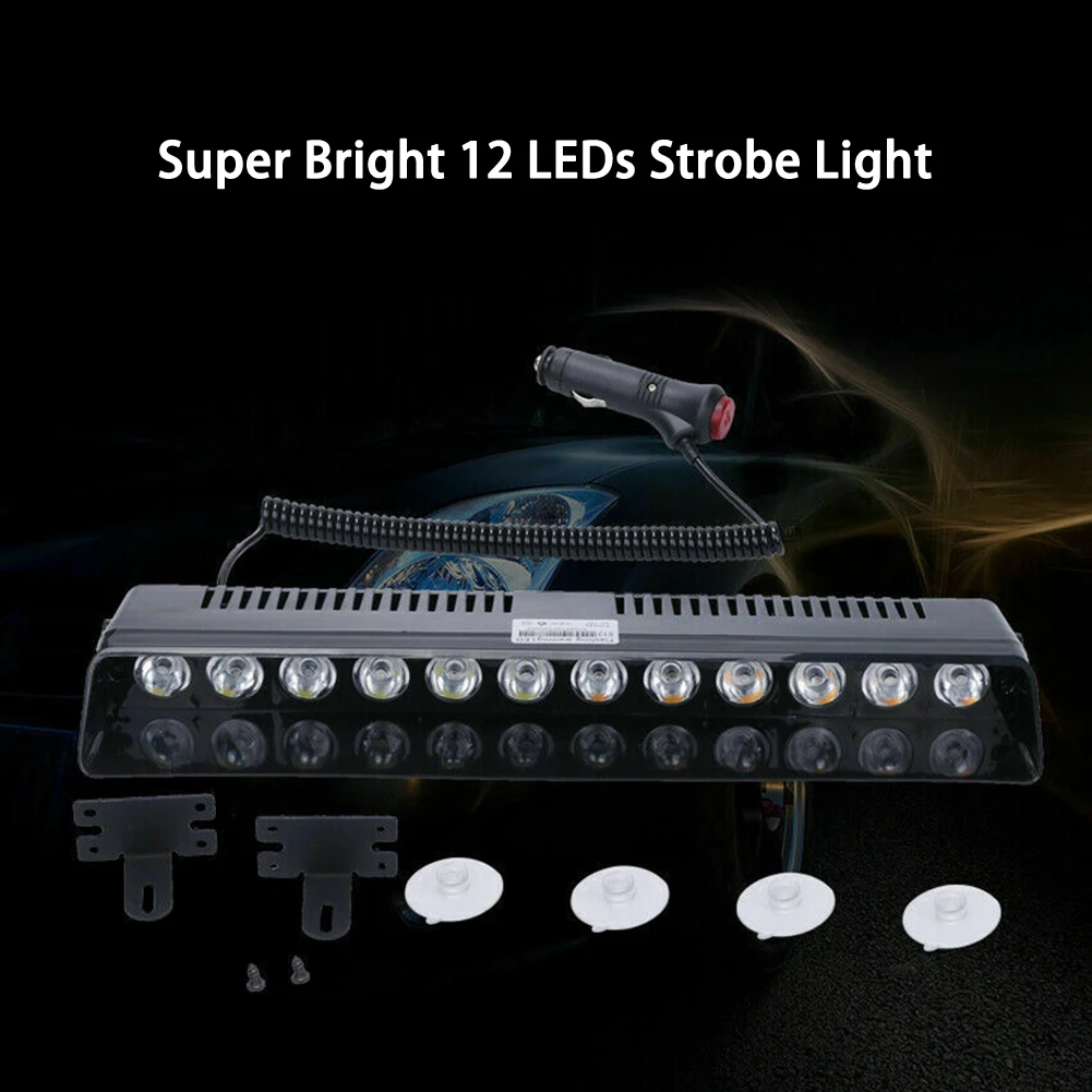 Car Windshield LED Strobe Lights Flashing Dash Emergency Lamp Amber Warning 12V | Автомобили и мотоциклы