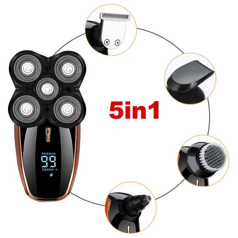 

Multifunction 5 in 1 Electric Razor Rechargeable Washing Five-Blade Head Shaving Machine For Men Shaver Beard Trimmer Barber