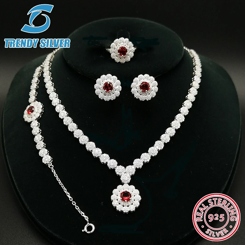 

Luxury 925 Sterling Silver blue Sapphire green emerald necklace earrings bracelet bridal Jewelry Wholesale