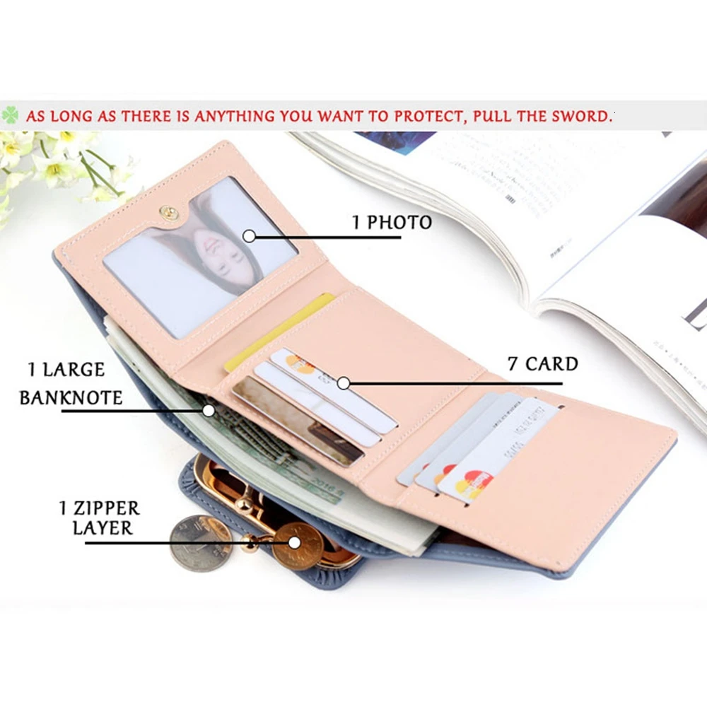 Women's Multi-function Short Wallets Classic Fashion Multi-card Design Soft PU Leather Credit Card Change Storage | Багаж и сумки
