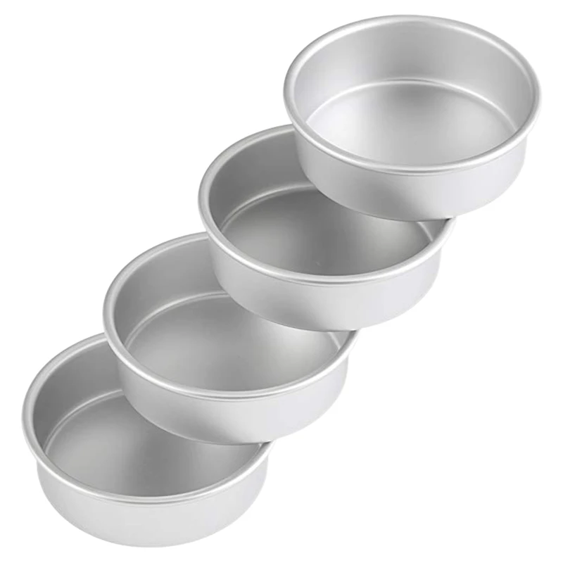 

AFBC 4 Pcs Cake Pan Aluminum Alloy Round Baking Pans Cake Pans Set Easy to Clean Dishwasher Washable 6.7 Inches Cake Mould
