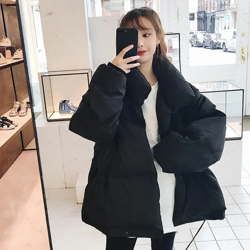Black parka Пуховая хлопковая куртка Женская парка свободная теплая толстая зимняя куртка женская одежда стеганая негабаритная женская зимняя куртка Верхняя одежда Q1896 - Цвет: Black parka