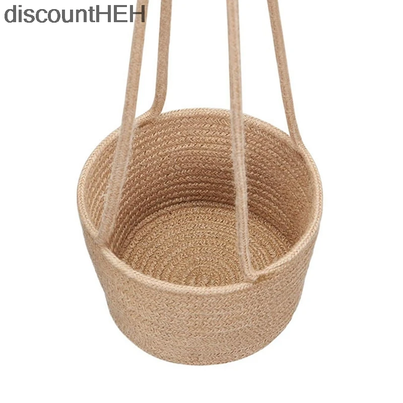 

Jute Rope Hanging Flower Basket Wickerwork Basket Folding Seagrasss Flower Pot Plant Hangers Succulent Potted Outdoor Decor