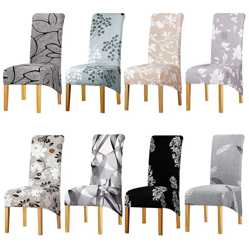 

XL Size Printed Chair Cover Stretch Washable High Back Chair Covers For Christmas Party Wedding Banquet Dining Hotel Party