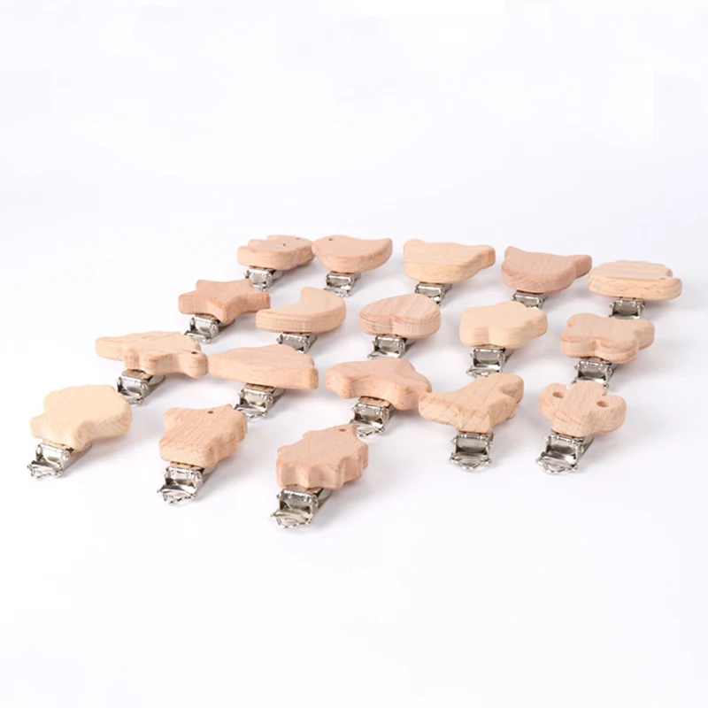 

25PCS Baby Pacifier Clip Metal Wooden Pacifier Clip Can Hold Beads Pacifier Feeding Care Accessories