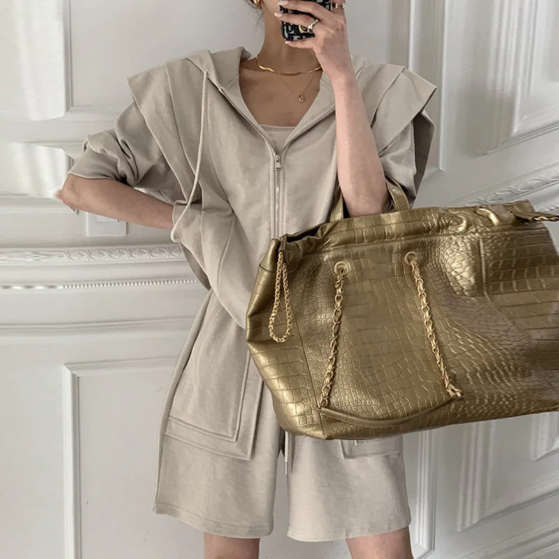 Корейский шикарный простой пиджак с капюшоном свободная куртка коротким рукавом